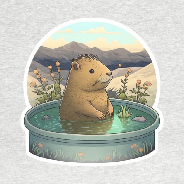 Capybara Spa Day: Soaking Up the Sun and Water by gibah